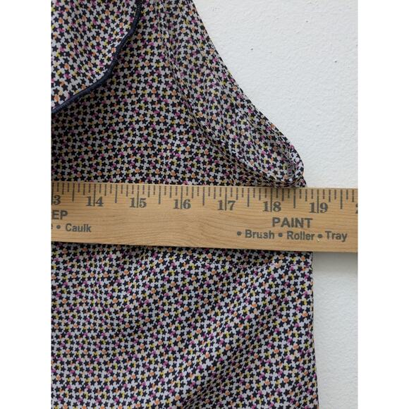 Cabi Women’s Blouse Ruffle Sleeveless Tan Black Star Print Top Size Medium - Picture 7 of 11